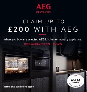 Up to £200 cashback on selected AEG appliances
