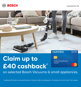 Claim up to £70 cashback when you buy selected Bosch vacuums